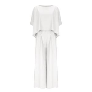 Women's Linen-Blend Simple Relaxed Fit Two-Piece Set V-neck Dolman Sleeve <b>Top</b> Matching Wide Leg Pants Relaxed Outfit Beach Wear - Product Image 5