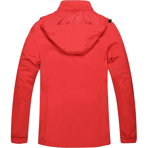 Men's Red <b>Waterproof</b> Hooded Puffer <b>Jacket</b> With Zipper Sporty <b>Winter</b> Outerwear Polyester Windbreaker Coat - Product Image 2