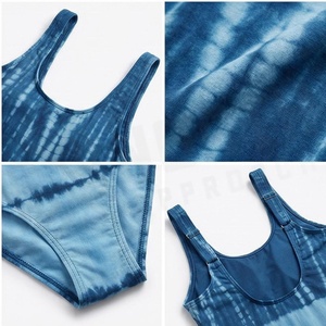 Women's Tie Dye One Piece Swimsuit Scoop Neck High Waist Spandex Polyester Bathing Suit - Product Image 6