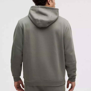 Sweat-shirt à capuche gris pour homme, coupe classique, pull décontracté en tricot, 100% coton, matière polaire, couleur unie, vêtement d'automne - Product Image 1