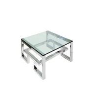 Table basse moderne de luxe en métal avec plateau en verre, table centrale de qualité supérieure durable pour un aménagement de salon de luxe