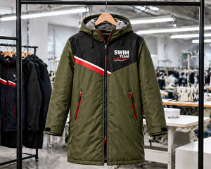 Custom Logo Swim <b>Parka</b> Long <b>Waterproof</b> <b>Jacket</b> Warm Fleece Lining Oversized Hooded Changing Robe for Swimmers Surfing Beach Use - Product Image 6