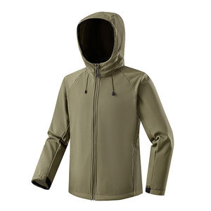 Polyester Fleece Interior Outdoor Rain <b>Jacket</b> <b>Men</b> Autumn Thick Loose Fit <b>Soft</b> <b>Shell</b> Waterproof Windbreaker Hooded Stand - Product Image 6
