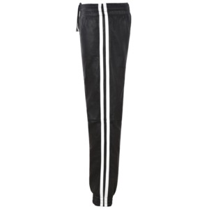 Pantalon de jogging en cuir véritable pour homme, noir, style motard, avec rayures, en cuir Napa véritable, pantalon de survêtement, fournisseur ODM/OEM - Product Image 2