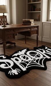 Alfombra Decorativa de Lana Geométrica Blanca y Negra de Lujo, Antideslizante, Hecha a Mano, para Decoración de Habitaciones de Halloween - Product Image 2