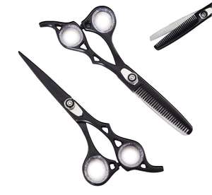 Juego de Tijeras de Peluquería Profesionales con Hojas de Acero Inoxidable 440C, Tijeras de Entresacar de Mango Largo y Peine para Uso en Salones de Belleza - Product Image 3