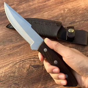 Couteau de chasse artisanal en acier à haute teneur en carbone, lame fixe, manche en bois, étui en cuir, qualité industrielle, ODM, survie en extérieur - Product Image 3