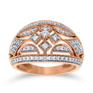 Anillo de Diamantes Simétricos Deco, Anillo de Diamantes Solstice Dorado, Anillo de Diamantes Amanecer Radiante - Product Image 1