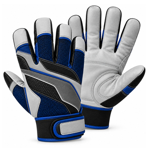 Guantes de Montaje Azul Rey y Gris con Inserciones de Malla de Nido de Abeja y Detalles Curvos en la Palma, Novedad 2026, Gran Venta - Product Image 1