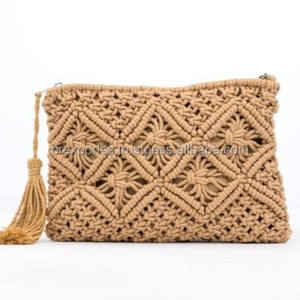 Boho Fringe Macrame Crossbody Bag Silk Beads Handmade Durable Foldable Shoulder Purse Sling Bag Wholesale - Product Image 5