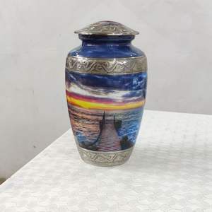 Leather covered cremation <b>urn</b> <b>jars</b> for storing memorable ashes of human , pets and loving beings - Product Image 2