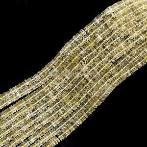 Natural Lemon Quartz Heishi Beads 5-6MM Lemon Quartz Heishi Beads Smooth Gemstone Tyre Shape Beads For Jewelry Making Wholesale - Product Image 6