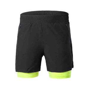Shorts Bermuda 2-en-1 pour Homme, Séchage Rapide, Respirant, Polyester/Coton, Taille Mi-Haute, Fermeture à Cordon, Motif Uni, Athlétique, Gym - Product Image 2