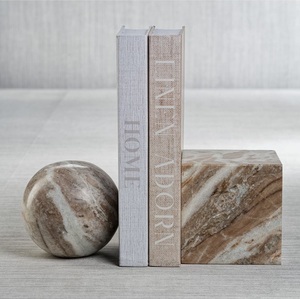 Sujetalibros de mármol de gran venta con diseño de esfera, soporte de libros de piedra de lujo moderno, sujetalibros decorativos con base cúbica, los mejores de primera calidad. - Product Image 2