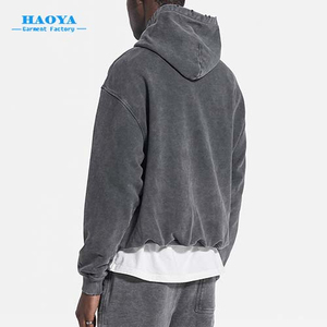Sweat à capuche vintage délavé personnalisé pour homme, 100 % coton, épaules tombantes, coupe oversize, épais, style streetwear pour la saison printanière - Product Image 2