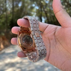 Montre de luxe BRANDID avec diamants, boîtier de 28 mm, analogique à quartz, bracelet en moissanite et strass pour homme, cristal saphir, mouvement ETA, 10 m - Product Image 4