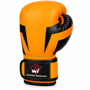Guantes de Boxeo Industriales Warpro, Guantes de Entrenamiento de Cuero PU, Cierre de Velcro en los Dedos, Color Naranja y Negro, para Adultos, Artes Marciales - Product Image 1