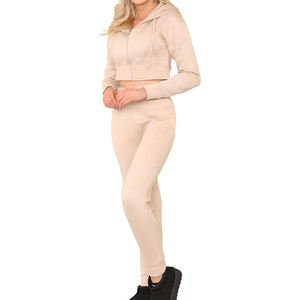 Ensemble de survêtement d'hiver pour femmes, 100% coton, à capuche, en molleton, streetwear, personnalisable, 2 pièces, adulte - Product Image 6