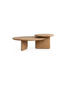 Modern Wooden Coffee Table Minimalist Design Nesting Living Room Furniture <b>Solid</b> <b>Wood</b> Top Round Shape - Product Image 1