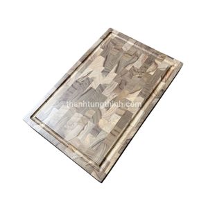 Plateau de service en bois, forme rectangulaire, finition mate, design traditionnel durable, poignée incluse - Product Image 6