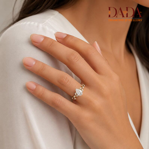 Lab Grown Pear Cut Diamond Engagement <b>Ring</b> with Pear Leaf Accents <b>Custom</b> Fine Jewelry for Women - Product Image 3