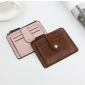 Custom Genuine Leather Card <b>Holders</b> High Quality Men Card <b>Holder</b> <b>Wallet</b> Pocket Mini Smart Slim Crazy Horse Leather Zipper 2026 - Product Image 3