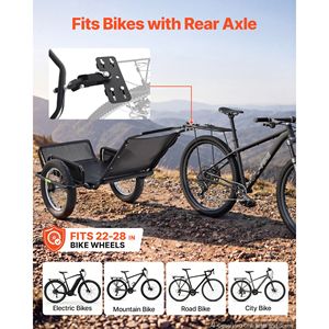 Remorque de vélo robuste pour le transport de marchandises, capacité de charge de 320 lb, pliable, remorque utilitaire polyvalente avec roues en acier de 16 pouces - Product Image 4