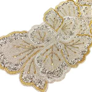 Elegant Embroidered Beaded 100% Polyester <b>Table</b> <b>Runner</b> Handmade Craftsmanship Waterproof Eco-Friendly for <b>Dining</b> <b>Table</b> - Product Image 2