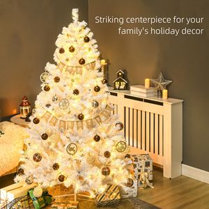 6ft White Pre-Lit Artificial Christmas <b>Tree</b> with Warm White LED <b>Lights</b> & Auto Open Feature for Festive Lighting - Product Image 4