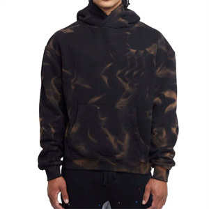 <b>Vintage</b> <b>French</b> Fleece Cotton Men's Acid Wash Hoodie 100% Solid Winter Boxy Streetwear Distressed Print Baggy Hooded 380g - Product Image 1