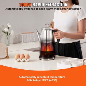 Cafetière électrique à 12 tasses en acier inoxydable 304 avec fonction de maintien au chaud et poignée résistante à la chaleur - Product Image 2