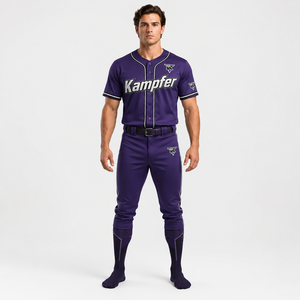 Vêtements de sport personnalisés professionnels avec impression par sublimation intégrale, tissu polyester respirant pour l'identité d'équipe, baseball - Product Image 1