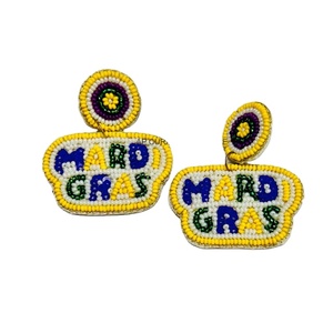 Boucles d'oreilles de luxe indiennes faites à la main en acier inoxydable avec perles pour femmes, collection spéciale Mardi Gras, design personnalisable - Product Image 1