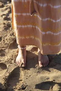 Robe midi tie-dye bohème pour femme, manches courtes, col rond, ample, ceinture, coton, fibre de bambou, respirante, robe décontractée d'été pour la plage - Product Image 6