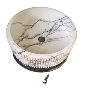 High Quality Luxury Polished Real White Marble Stone Round Countertop Wash <b>Basin</b> Sink for Hotels and Villas - Product Image 2