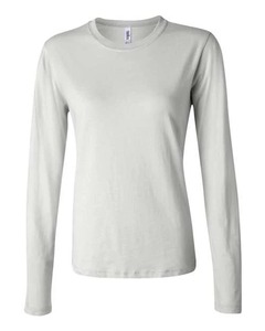 T-shirt uni blanc personnalisé à manches longues unisexe en mélange de coton col rond, t-shirt vierge en gros OEM, hauts décontractés à manches longues - Product Image 1