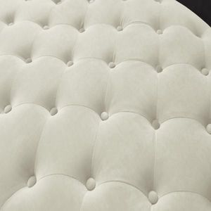 Ivory Velvet Rectangular <b>Sofa</b> Bench with Solid Wood Legs & Attached Cylindrical Pillows for <b>Living</b> <b>Room</b> - Product Image 6