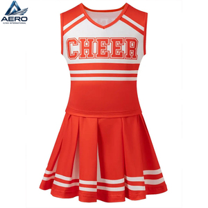 Uniforme de porristas al por mayor de fábrica para mujer, conjunto de dos piezas para baile, chaleco corto y falda, ropa de equipo con estampado por sublimación - Product Image 1