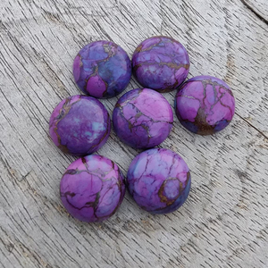 Cabochon rond plat en cuivre violet et turquoise, pierre précieuse polie et calibrée, pierre en vrac pour la fabrication de bijoux, toutes tailles disponibles - Product Image 6