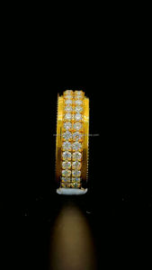 14K Yellow Gold Personalized Double Row Moissanite Diamond Wedding Band <b>Ring</b> Fashionable Index Finger <b>Ring</b> For <b>Male</b> & Female - Product Image 3