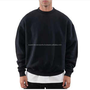 2024 personnalisé de haute qualité hommes surdimensionné sweat à col rond français éponge polaire goutte épaule 100% coton solide hiver sweats à capuche - Product Image 1