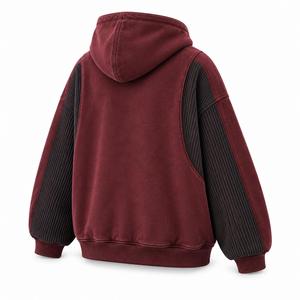 Sweat-shirt à capuche oversize pour homme 100% coton, color block, manches raglan, molletonné, zippé, décontracté, pour l'hiver, coupe ample, ODM - Product Image 6