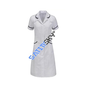 Ropa de médico de enfermera para mujer, uniforme de Hospital, Chaqueta larga de bloque de Color, disfraz, uniformes, Top - Product Image 5