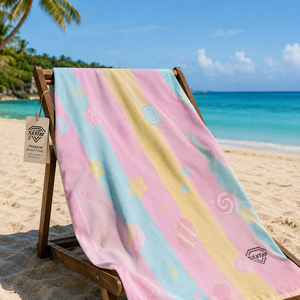 Premium Custom Printed Microfiber <b>Beach</b> Towel Quick Dry Sand Free Oversized Bath Towel Personalized Pastel Stripes Swim <b>Blanket</b> - Product Image 4
