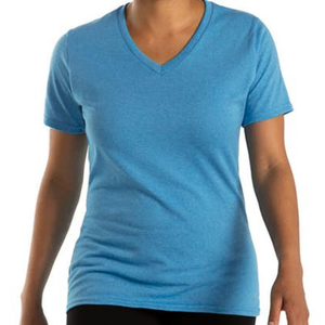 Camiseta informal de cuello en V para mujer, muy vendida, suave, de corte regular, personalizada, 100% algodón, de alta calidad. - Product Image 5