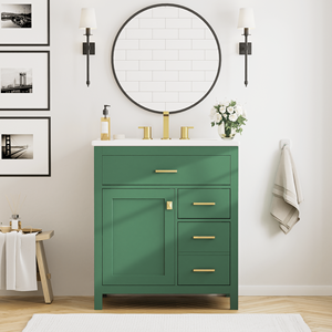 Mobile da Bagno Verde da 30 Pollici con Lavabo in Ceramica per Bagni Piccoli, Offre Ampio Spazio di Stoccaggio - Product Image 4