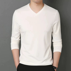 High Quality 260 Grams Solid Soft Touch <b>Long</b> <b>Sleeve</b> <b>Tshirts</b> 100% Cotton Regular Fit Blank V-neck <b>Tshirts</b> <b>Men</b> - Product Image 3