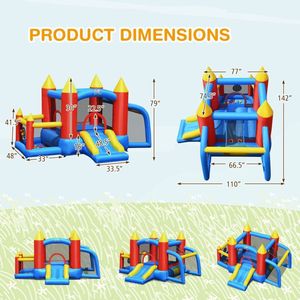 Grande Piscina di Palline Gonfiabile da Esterno e Porta da Calcio, Attrezzatura per Divertimento Salvaspazio Senza Ventilatore - Product Image 4