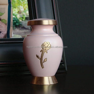 Light Pink Metal <b>Mini</b> Keepsake <b>Urn</b> with Golden Engraving <b>for</b> Infant/Child/Pet <b>Ashes</b> 3" Size Higher Handicrafts Funeral Supplies - Product Image 3
