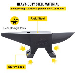 Incudine a corno singolo in acciaio fuso da 132 libbre (60 kg) con ampia superficie di lavoro, base stabile e elevata durezza, robusta - Product Image 3
